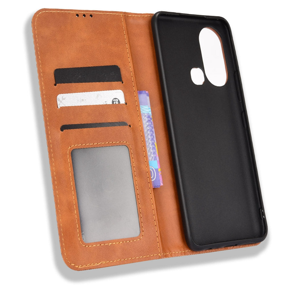 For Infinix Hot 11s / Hot 11s NFC 4G Retro Texture PU Leather Case Imprinted Pattern Magnetic Auto-absorbed Phone Stand Wallet Cover