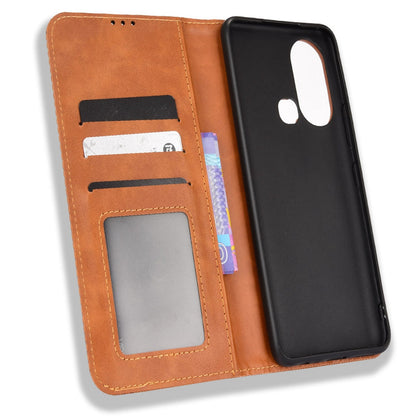 For Infinix Hot 11s / Hot 11s NFC 4G Retro Texture PU Leather Case Imprinted Pattern Magnetic Auto-absorbed Phone Stand Wallet Cover