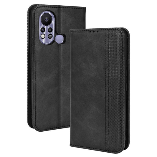 For Infinix Hot 11s / Hot 11s NFC 4G Retro Texture PU Leather Case Imprinted Pattern Magnetic Auto-absorbed Phone Stand Wallet Cover