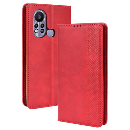 For Infinix Hot 11s / Hot 11s NFC 4G Retro Texture PU Leather Case Imprinted Pattern Magnetic Auto-absorbed Phone Stand Wallet Cover