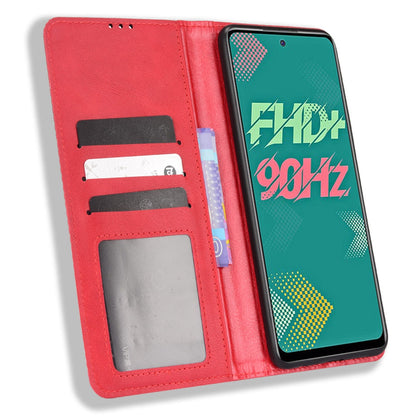 For Infinix Hot 11s / Hot 11s NFC 4G Retro Texture PU Leather Case Imprinted Pattern Magnetic Auto-absorbed Phone Stand Wallet Cover