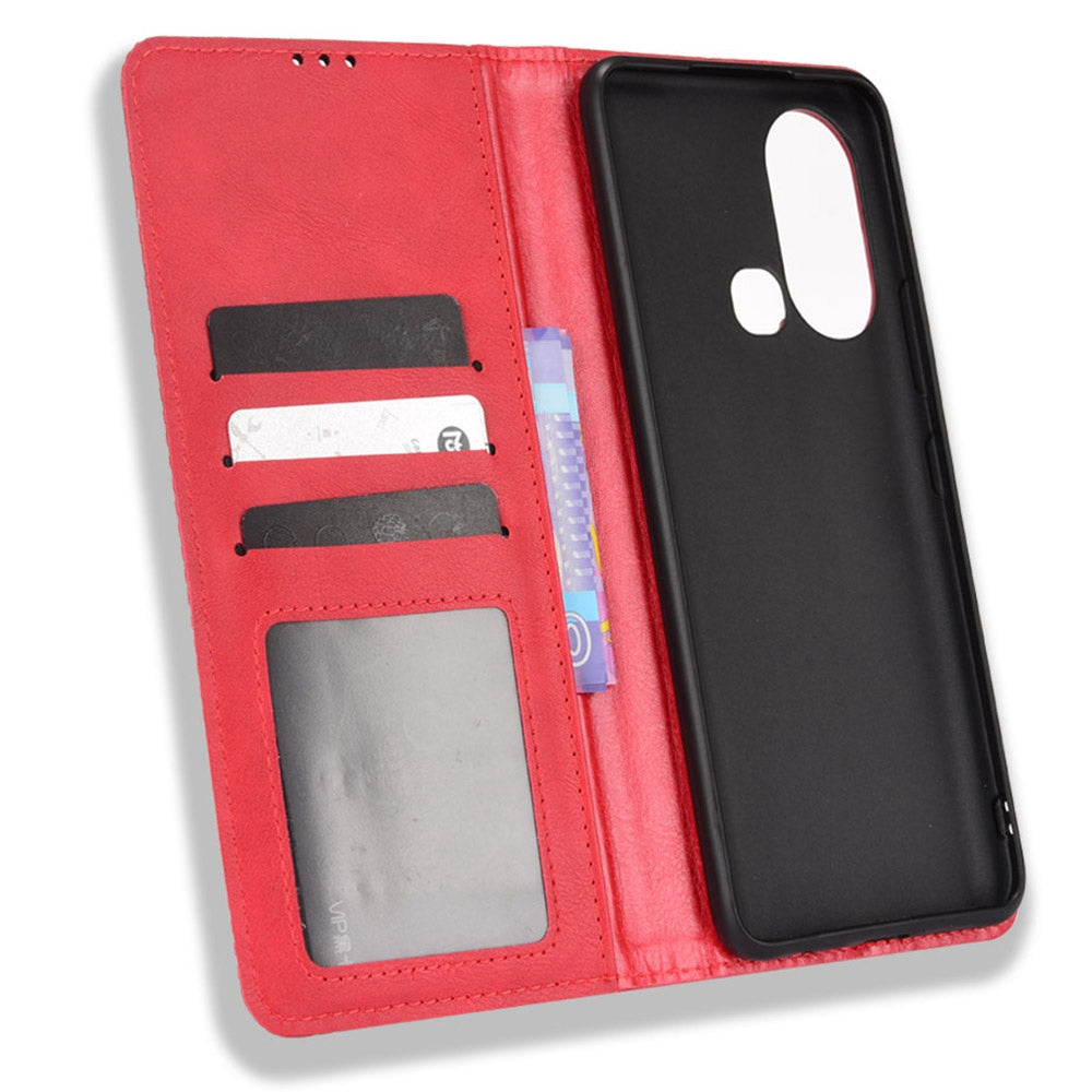 For Infinix Hot 11s / Hot 11s NFC 4G Retro Texture PU Leather Case Imprinted Pattern Magnetic Auto-absorbed Phone Stand Wallet Cover