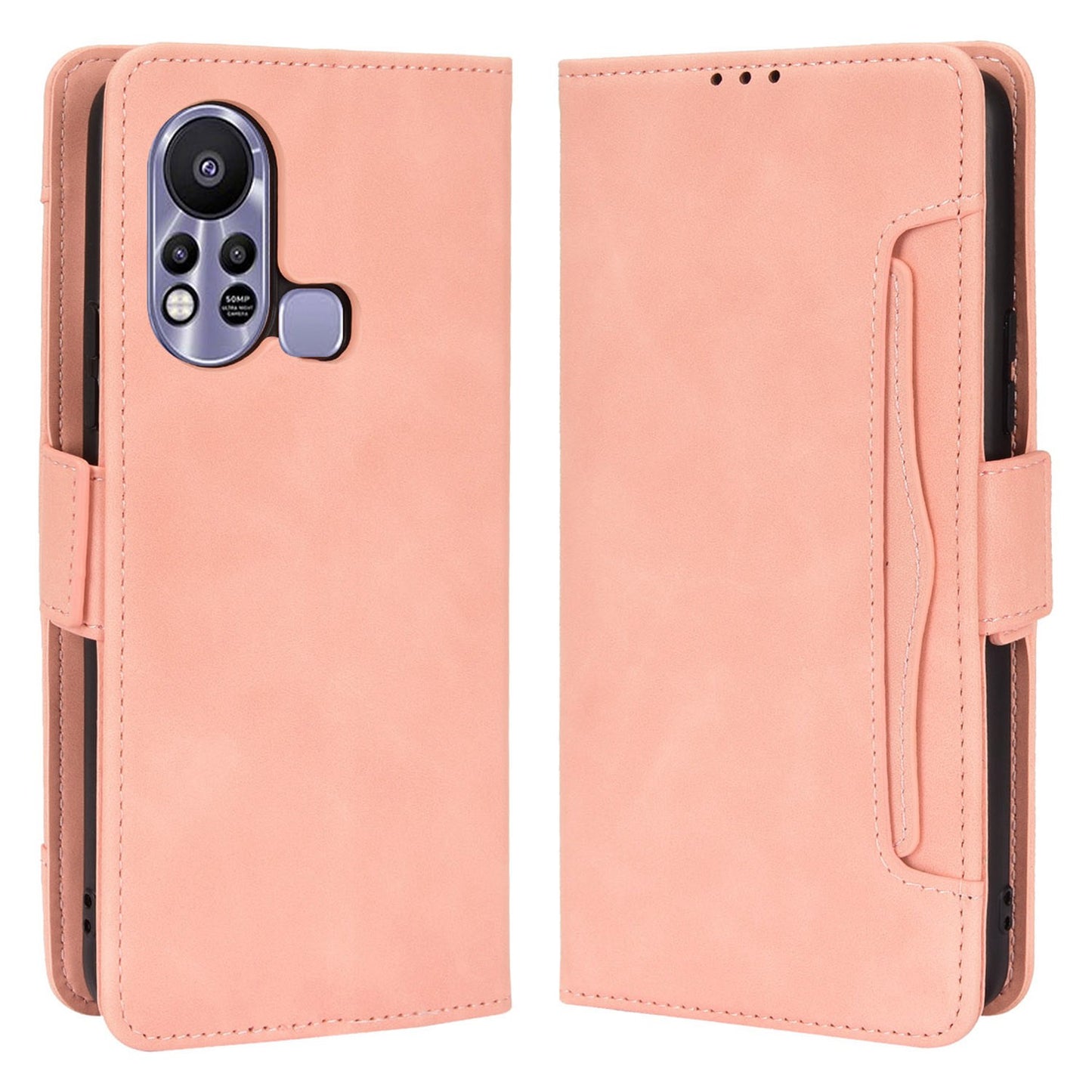 For Infinix Hot 11s / Hot 11s NFC 4G Multiple Card Slots PU Leather Case Dual Magnetic Clasp Phone Cover with Stand Wallet