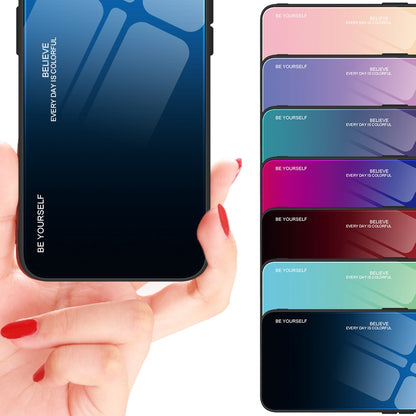 For Honor X40 5G Gradient Color Tempered Glass Back Shell Hard PC Soft TPU Edge Anti-Scratch Phone Case Cover