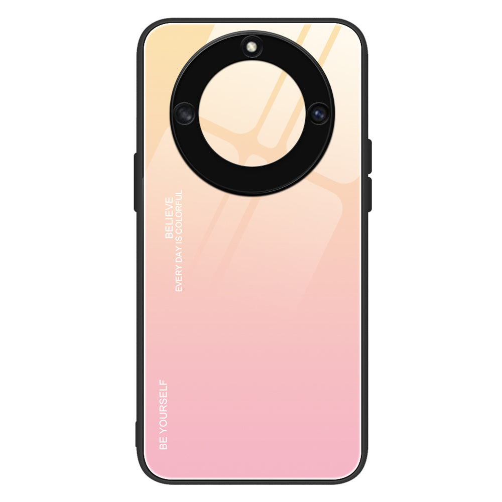 For Honor X40 5G Gradient Color Tempered Glass Back Shell Hard PC Soft TPU Edge Anti-Scratch Phone Case Cover