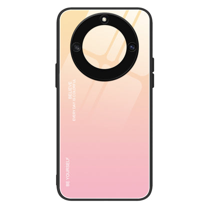 For Honor X40 5G Gradient Color Tempered Glass Back Shell Hard PC Soft TPU Edge Anti-Scratch Phone Case Cover