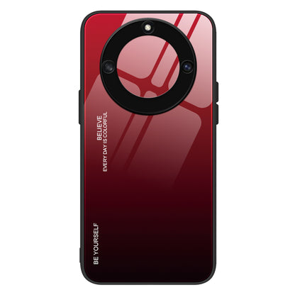 For Honor X40 5G Gradient Color Tempered Glass Back Shell Hard PC Soft TPU Edge Anti-Scratch Phone Case Cover