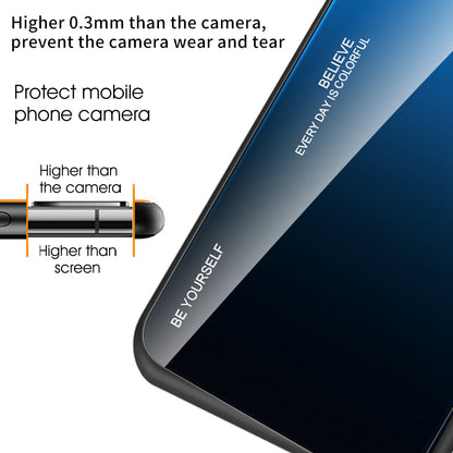For Honor X40 5G Gradient Color Tempered Glass Back Shell Hard PC Soft TPU Edge Anti-Scratch Phone Case Cover