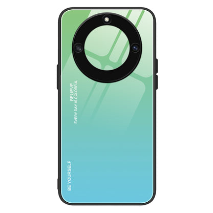 For Honor X40 5G Gradient Color Tempered Glass Back Shell Hard PC Soft TPU Edge Anti-Scratch Phone Case Cover