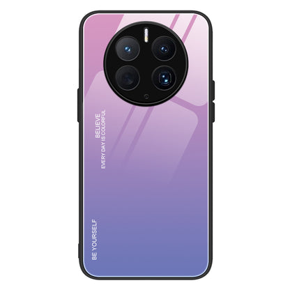 For Huawei Mate 50 Pro 4G Gradient Color Phone Case Hard Tempered Glass+PC Back Soft TPU Shock Protective Cover