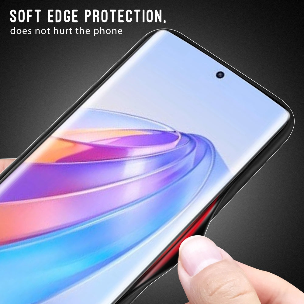 For Honor X40 5G Carbon Fiber Texture Tempered Glass Phone Case Soft TPU Edge Anti-Scratch Back Cover