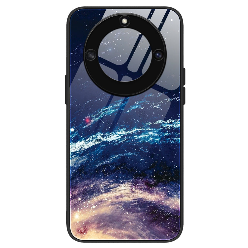For Honor X40 5G Anti-scratch PC+TPU+Tempered Glass Shockproof Phone Cover Pattern Printing Anti-fading Phone Case