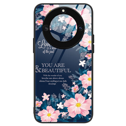 For Honor X40 5G Anti-scratch PC+TPU+Tempered Glass Shockproof Phone Cover Pattern Printing Anti-fading Phone Case