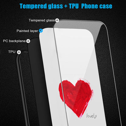 For Honor X40 5G Anti-scratch PC+TPU+Tempered Glass Shockproof Phone Cover Pattern Printing Anti-fading Phone Case