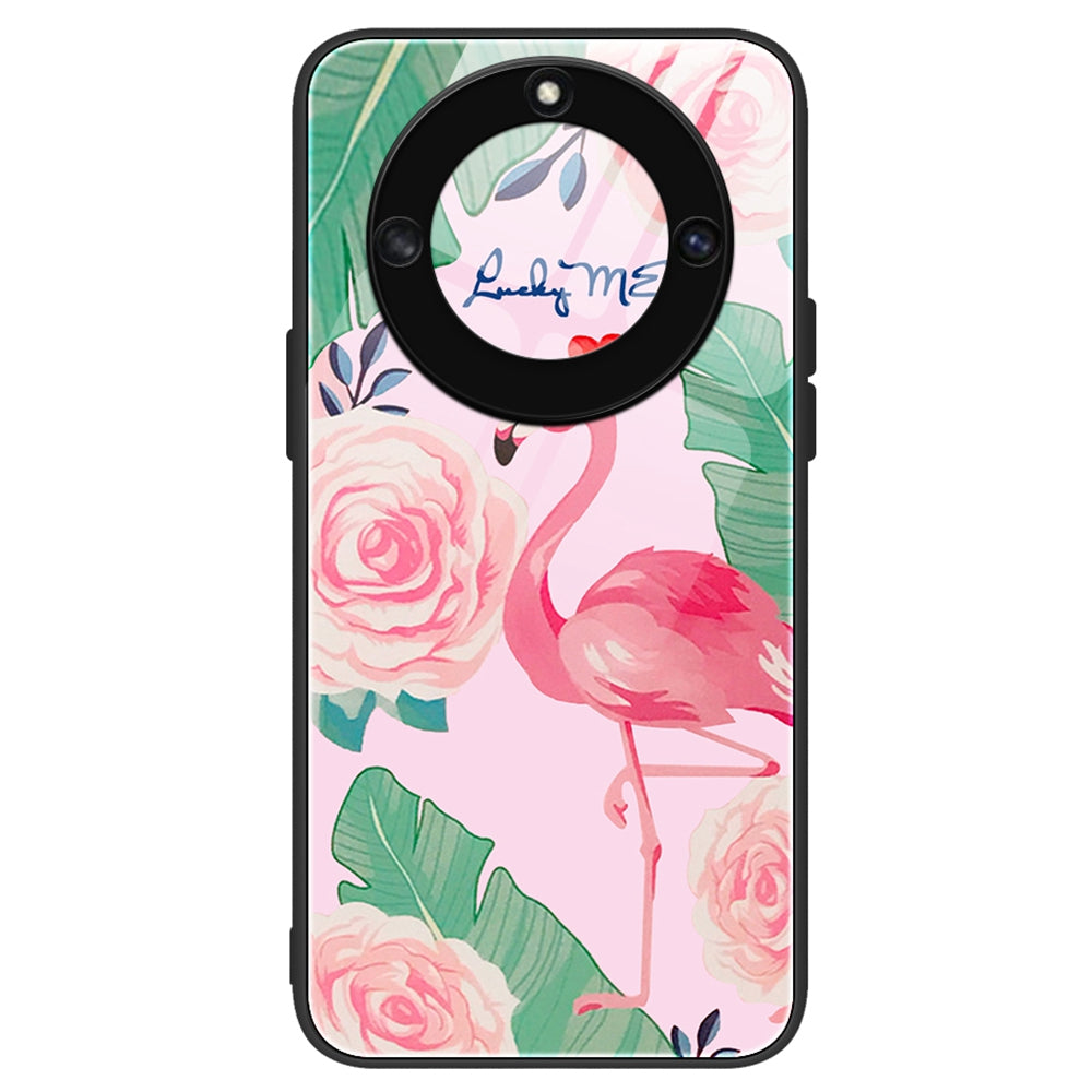 For Honor X40 5G Anti-scratch PC+TPU+Tempered Glass Shockproof Phone Cover Pattern Printing Anti-fading Phone Case