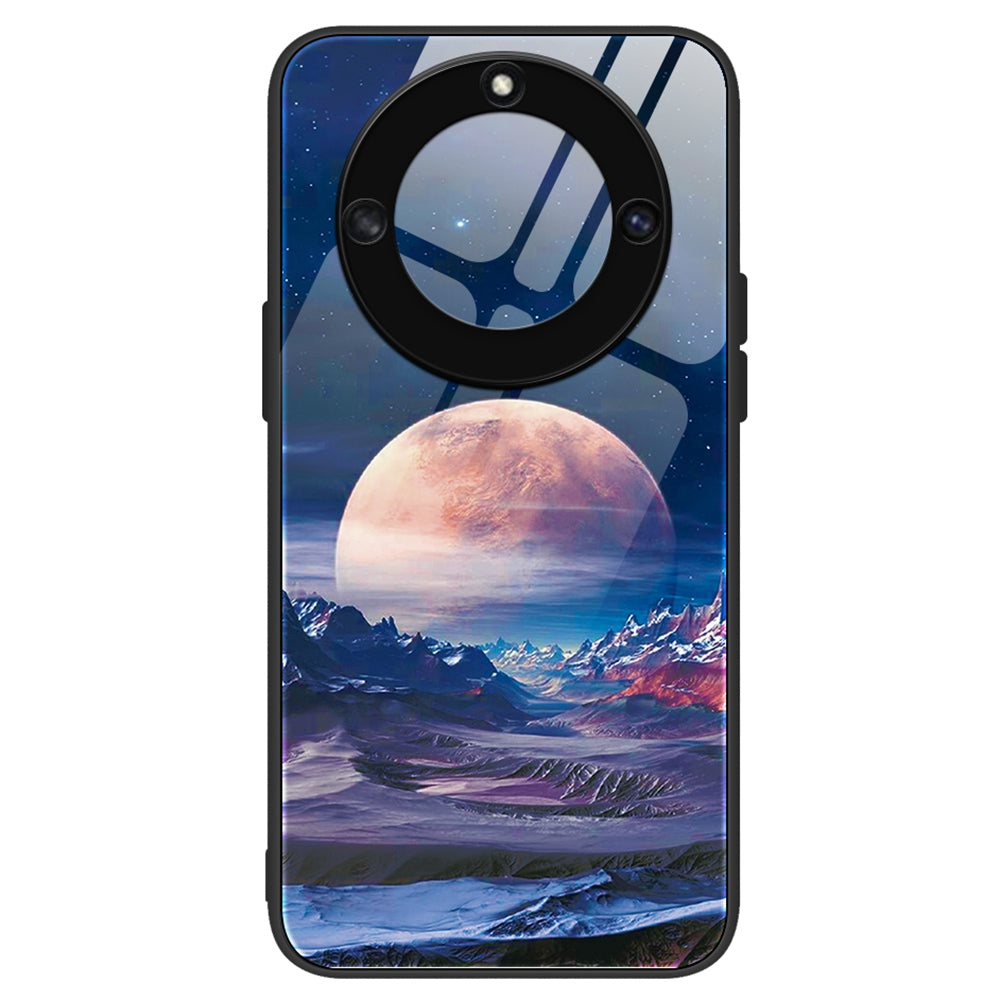 For Honor X40 5G Anti-scratch PC+TPU+Tempered Glass Shockproof Phone Cover Pattern Printing Anti-fading Phone Case