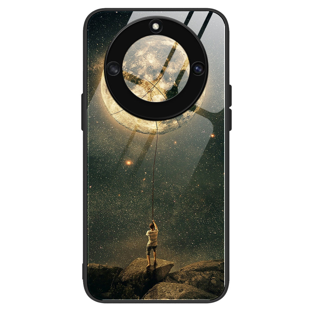 For Honor X40 5G Anti-scratch PC+TPU+Tempered Glass Shockproof Phone Cover Pattern Printing Anti-fading Phone Case