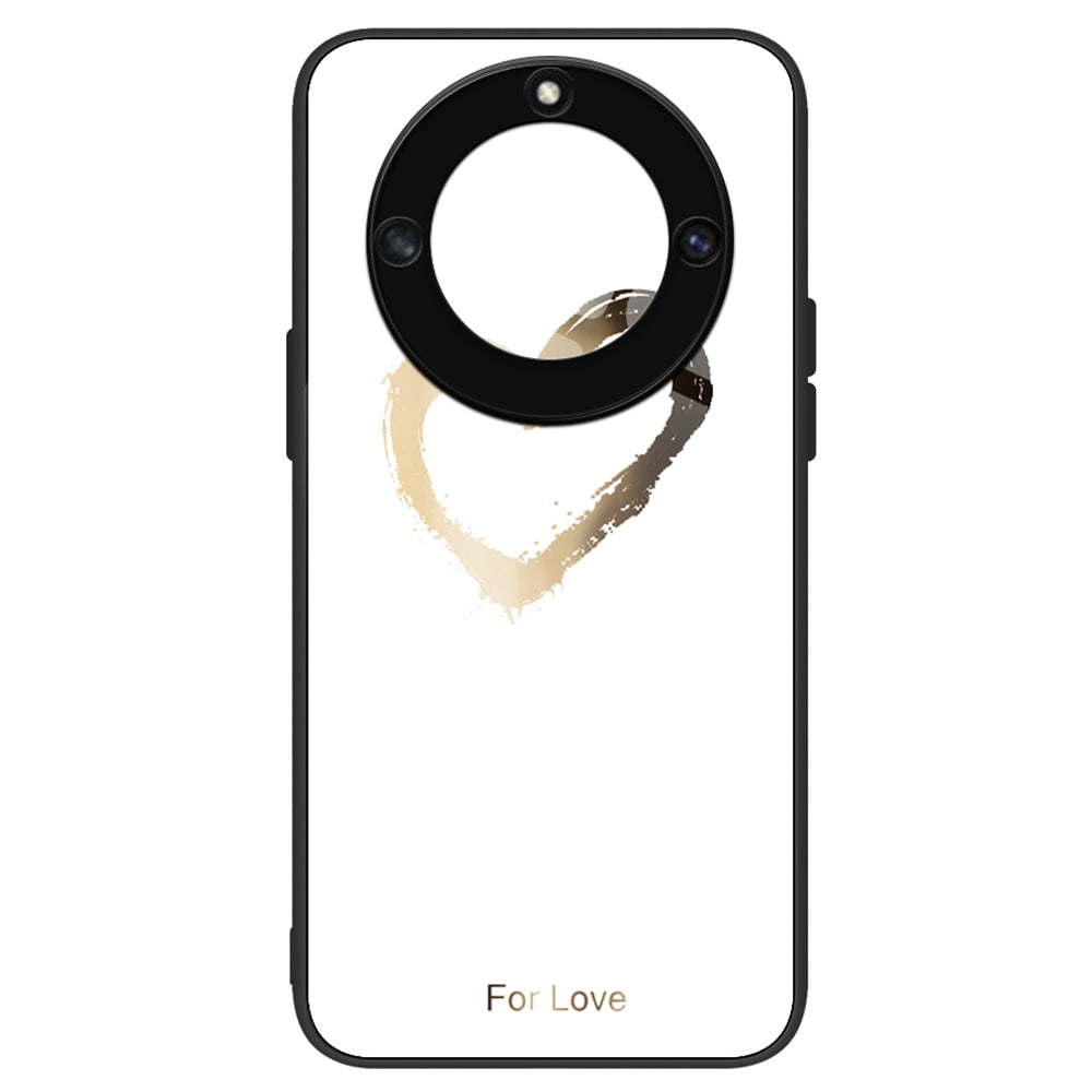 For Honor X40 5G Anti-scratch PC+TPU+Tempered Glass Shockproof Phone Cover Pattern Printing Anti-fading Phone Case