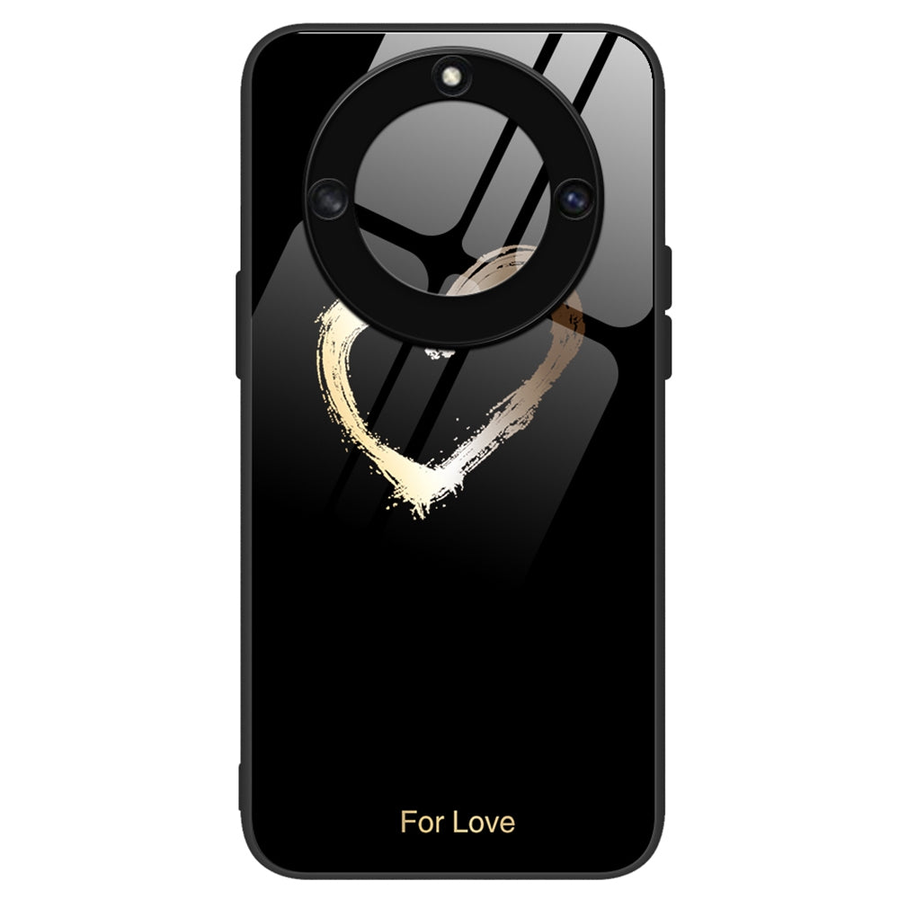 For Honor X40 5G Anti-scratch PC+TPU+Tempered Glass Shockproof Phone Cover Pattern Printing Anti-fading Phone Case
