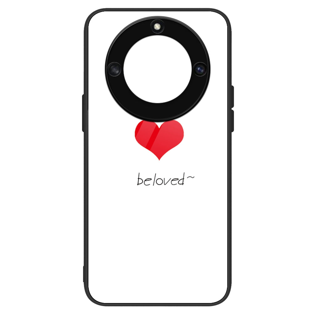 For Honor X40 5G Anti-scratch PC+TPU+Tempered Glass Shockproof Phone Cover Pattern Printing Anti-fading Phone Case