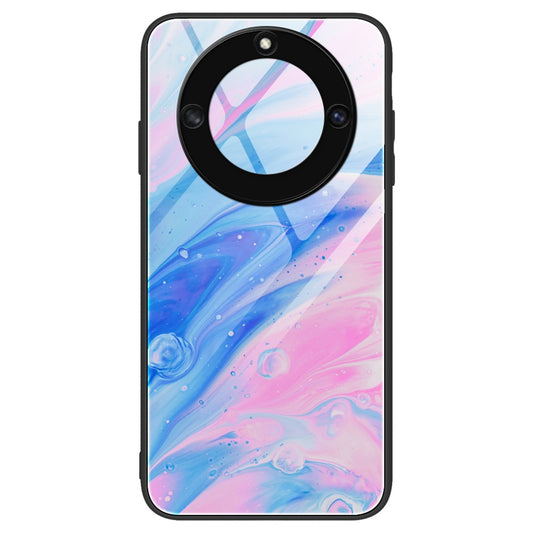 For Honor X40 5G Tempered Glass+TPU Shockproof Phone Cover Marble Pattern Printing Phone Case