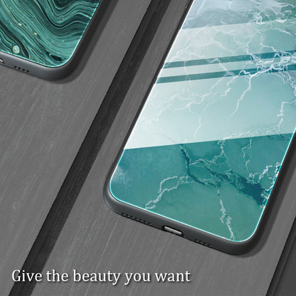 For Honor X40 5G Tempered Glass+TPU Shockproof Phone Cover Marble Pattern Printing Phone Case