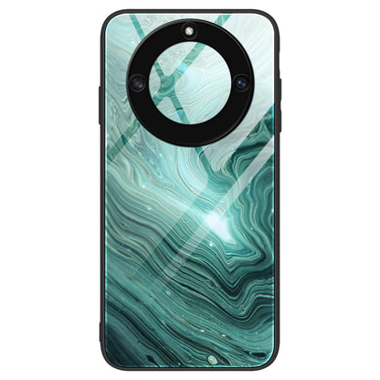 For Honor X40 5G Tempered Glass+TPU Shockproof Phone Cover Marble Pattern Printing Phone Case