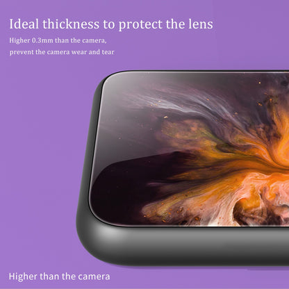 For Honor X40 5G Tempered Glass+TPU Shockproof Phone Cover Marble Pattern Printing Phone Case