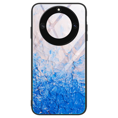 For Honor X40 5G Tempered Glass+TPU Shockproof Phone Cover Marble Pattern Printing Phone Case