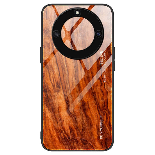 For Honor X40 5G Wooden Pattern Cell Phone Cover Tempered Glass + TPU Protective Phone Case