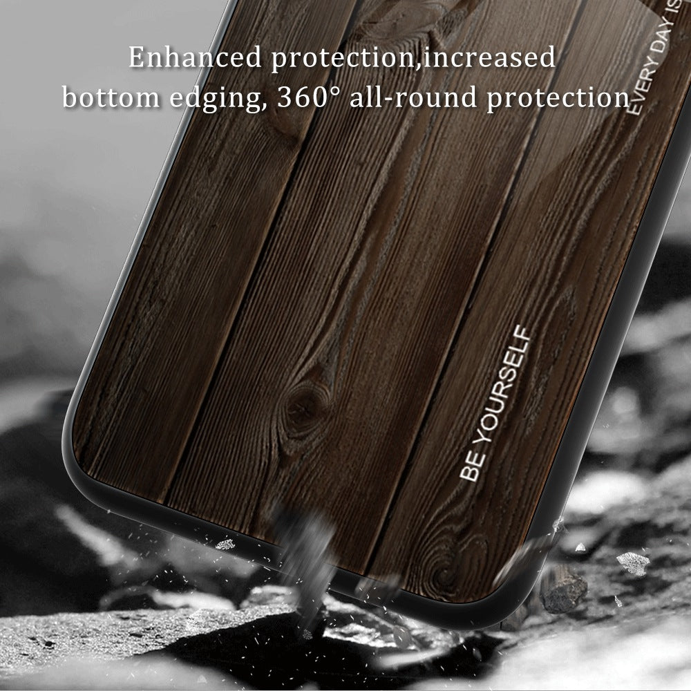For Honor X40 5G Wooden Pattern Cell Phone Cover Tempered Glass + TPU Protective Phone Case