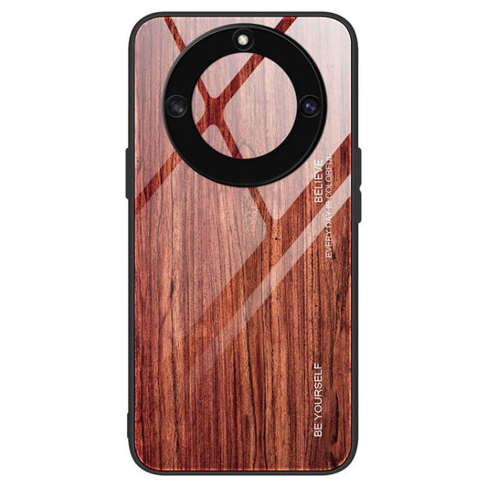 For Honor X40 5G Wooden Pattern Cell Phone Cover Tempered Glass + TPU Protective Phone Case