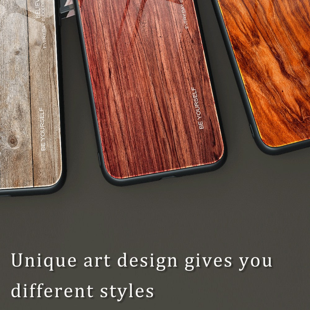For Honor X40 5G Wooden Pattern Cell Phone Cover Tempered Glass + TPU Protective Phone Case