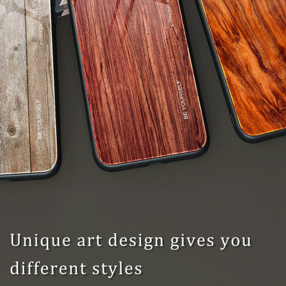 For Honor X40 5G Wooden Pattern Cell Phone Cover Tempered Glass + TPU Protective Phone Case