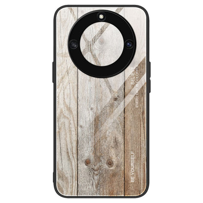 For Honor X40 5G Wooden Pattern Cell Phone Cover Tempered Glass + TPU Protective Phone Case