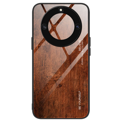 For Honor X40 5G Wooden Pattern Cell Phone Cover Tempered Glass + TPU Protective Phone Case
