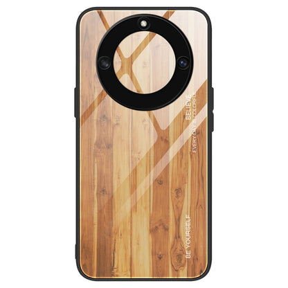 For Honor X40 5G Wooden Pattern Cell Phone Cover Tempered Glass + TPU Protective Phone Case