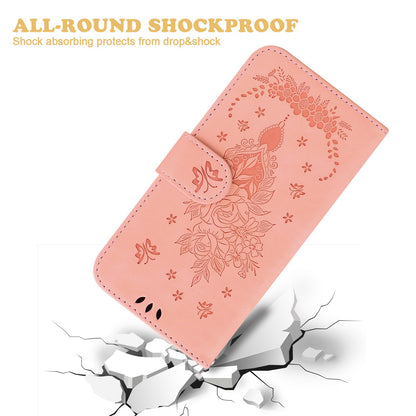 For Honor X9 4G / 5G Imprinted Rose Butterfly Leather Flip Phone Case Stand Magnetic Protective Wallet Cover with Strap