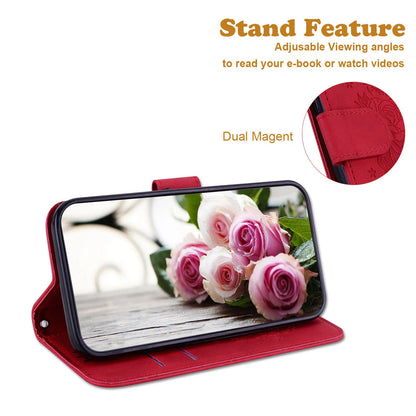 For Honor X9 4G / 5G Imprinted Rose Butterfly Leather Flip Phone Case Stand Magnetic Protective Wallet Cover with Strap