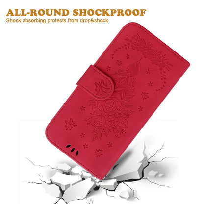 For Honor X9 4G / 5G Imprinted Rose Butterfly Leather Flip Phone Case Stand Magnetic Protective Wallet Cover with Strap