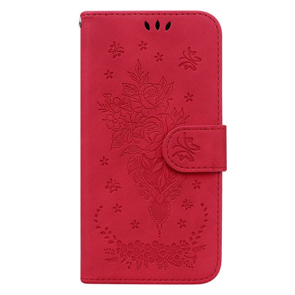 For Honor X9 4G / 5G Imprinted Rose Butterfly Leather Flip Phone Case Stand Magnetic Protective Wallet Cover with Strap