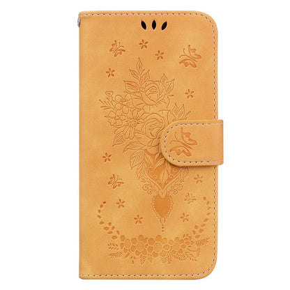 For Honor X9 4G / 5G Imprinted Rose Butterfly Leather Flip Phone Case Stand Magnetic Protective Wallet Cover with Strap