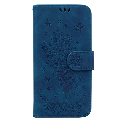 For Honor X9 4G / 5G Imprinted Rose Butterfly Leather Flip Phone Case Stand Magnetic Protective Wallet Cover with Strap