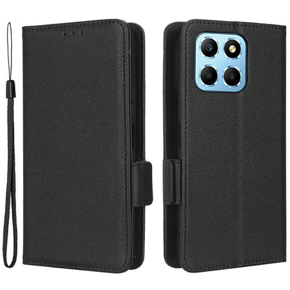 For Honor X8 5G Litchi Texture PU Leather Wallet Case Stand Feature Dual Magnetic Clasp Protective Shockproof Phone Cover