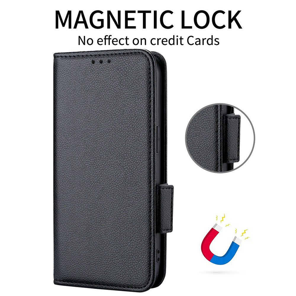 For Honor X8 5G Litchi Texture PU Leather Wallet Case Stand Feature Dual Magnetic Clasp Protective Shockproof Phone Cover
