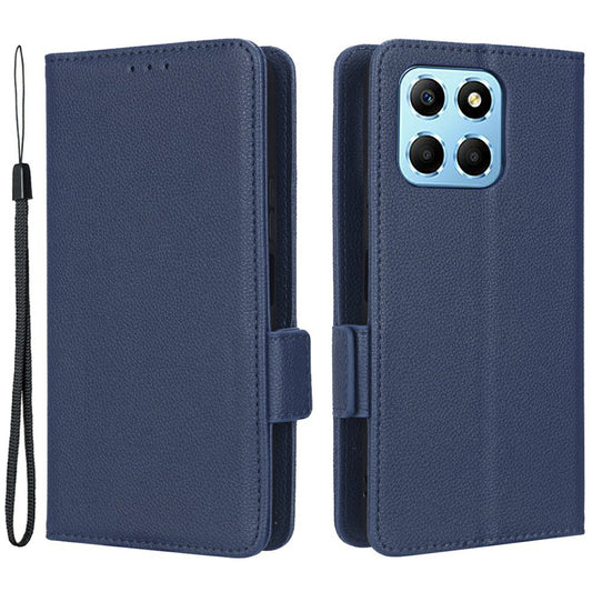 For Honor X8 5G Litchi Texture PU Leather Wallet Case Stand Feature Dual Magnetic Clasp Protective Shockproof Phone Cover