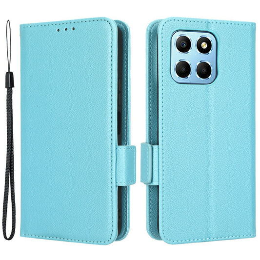 For Honor X8 5G Litchi Texture PU Leather Wallet Case Stand Feature Dual Magnetic Clasp Protective Shockproof Phone Cover