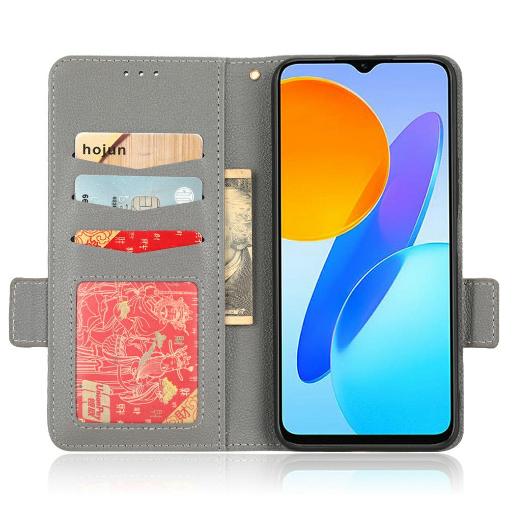 For Honor X8 5G Litchi Texture PU Leather Wallet Case Stand Feature Dual Magnetic Clasp Protective Shockproof Phone Cover