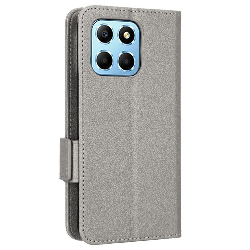 For Honor X8 5G Litchi Texture PU Leather Wallet Case Stand Feature Dual Magnetic Clasp Protective Shockproof Phone Cover