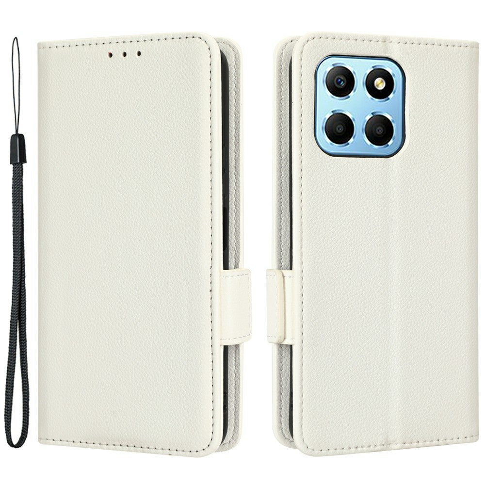 For Honor X8 5G Litchi Texture PU Leather Wallet Case Stand Feature Dual Magnetic Clasp Protective Shockproof Phone Cover